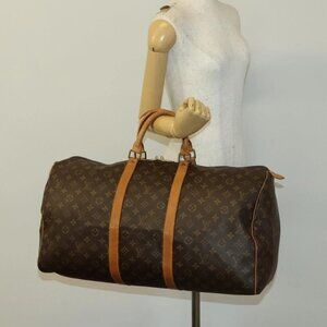 LOUIS VUITTON Monogram Keepall 55 Boston Bag M41424 LV Auth am8907